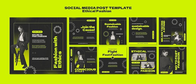 Ethical fashion instagram posts design template