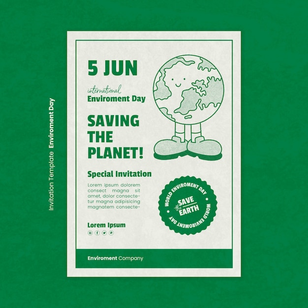 Free PSD event invitation template for world environment day celebration