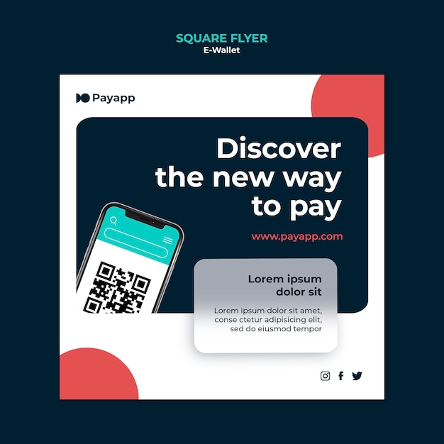 Ewallet square flyer design template