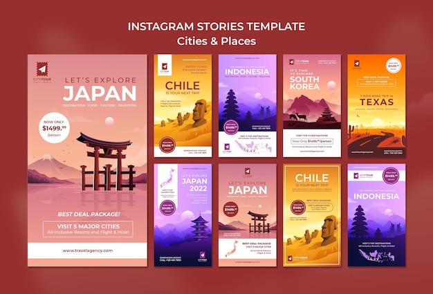 Free PSD explore cities instagram stories template