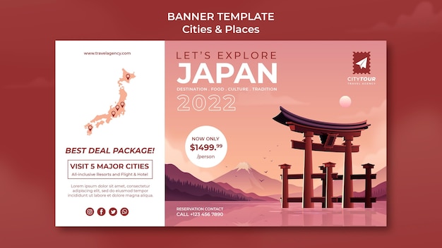 Explore japan banner template