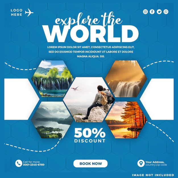 Explore the world Travel social media template