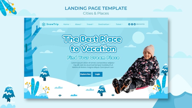 Free PSD exploring new places landing page template