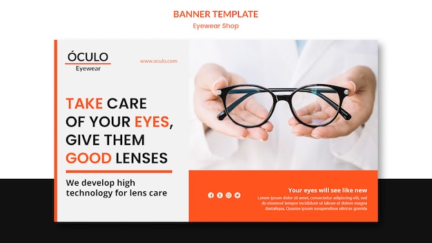 Free PSD eyewear shop concept banner template