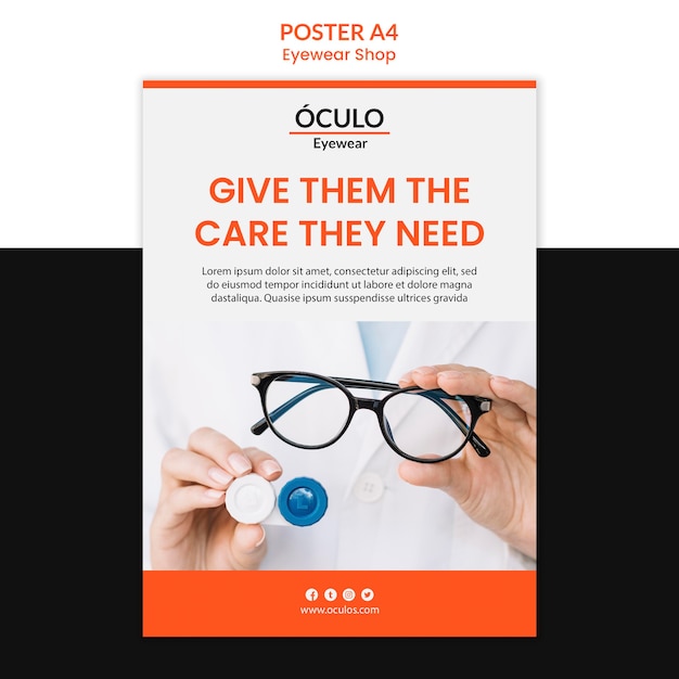 Free PSD eyewear shop concept poster template