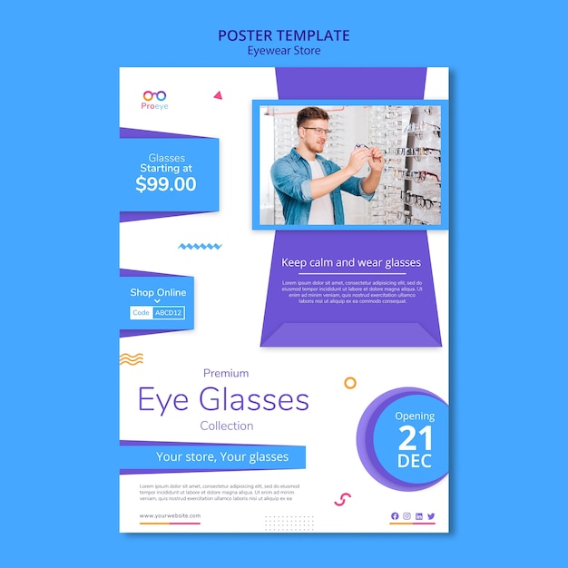 Eyewear store ad poster template