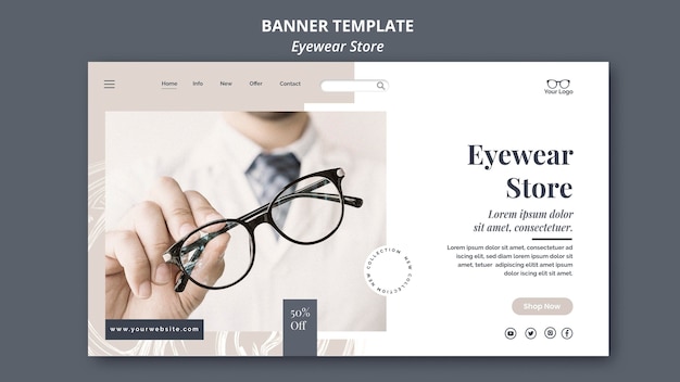 Free PSD eyewear store banner template theme