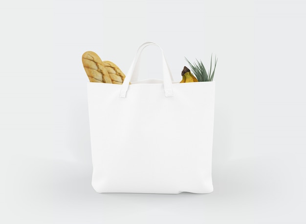 Free PSD fabric tote bag with food inside