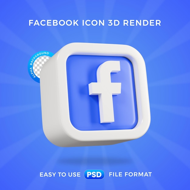 Facebook logo social media icon isolated 3d render illustration