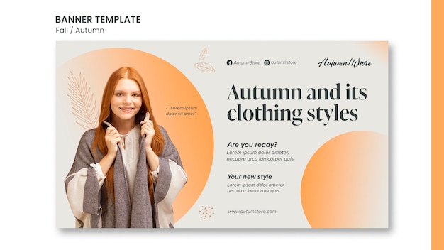 Free PSD fall autumn template design of banner