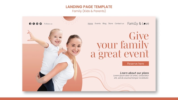 Free PSD family design landing page template