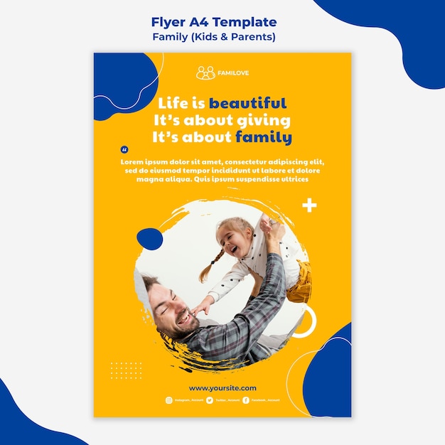 Free PSD family flyer template with photo