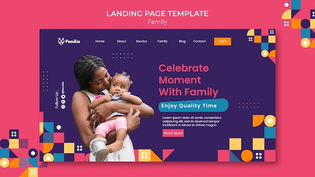 Free PSD family inspired landing page template