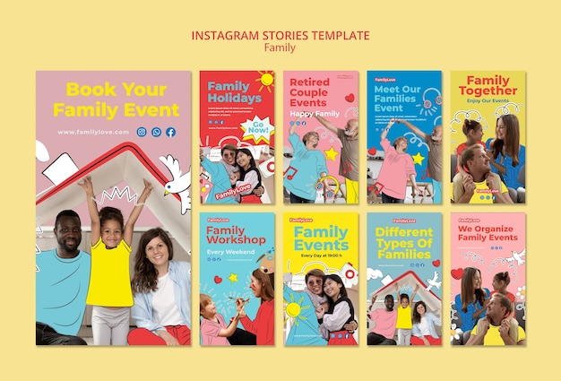 Free PSD family members event instagram stories