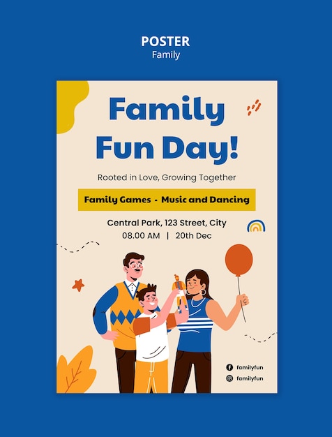 Free PSD family poster template design