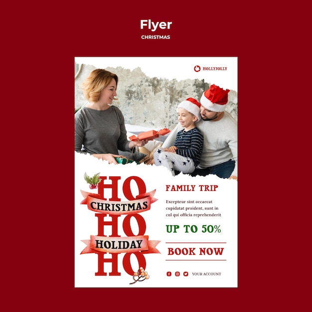 Family and santa hats poster print template