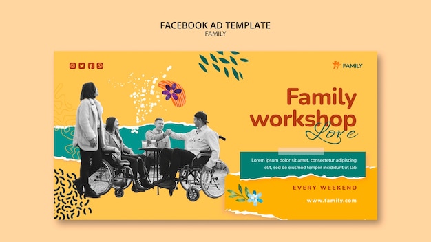 Free PSD family workshop social media promo template