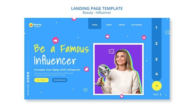 Famous influencer landing page template