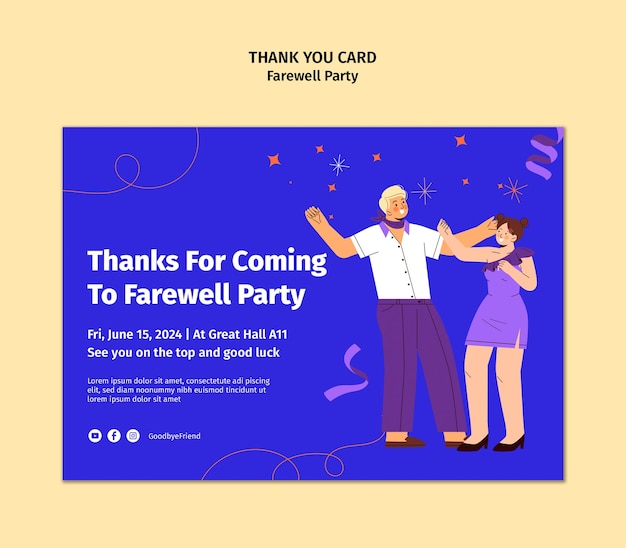 Free PSD farewell party template design