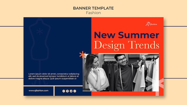 Free PSD fashion banner template with photo