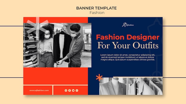 Free PSD fashion banner template with photo