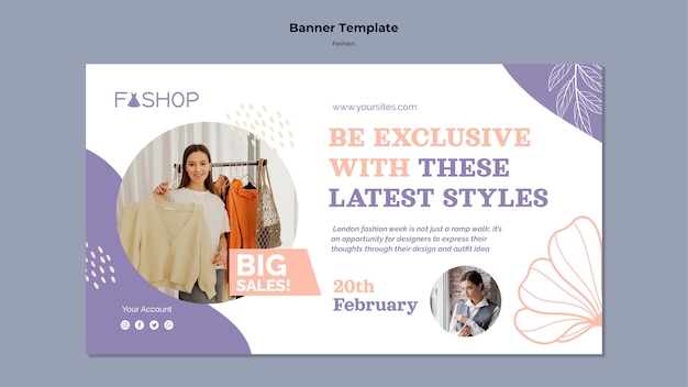 Free PSD fashion big sale horizontal banner