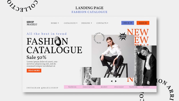 Free PSD fashion catalogue landing page template