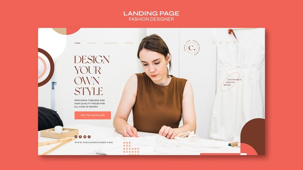 Fashion designer concept landing page template