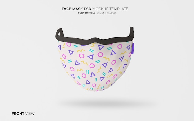 Fashion face mask mockup in front view