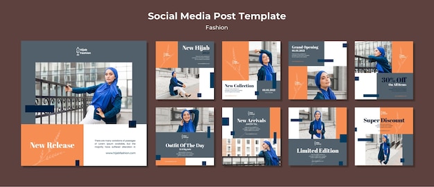 Fashion instagram posts template with photo