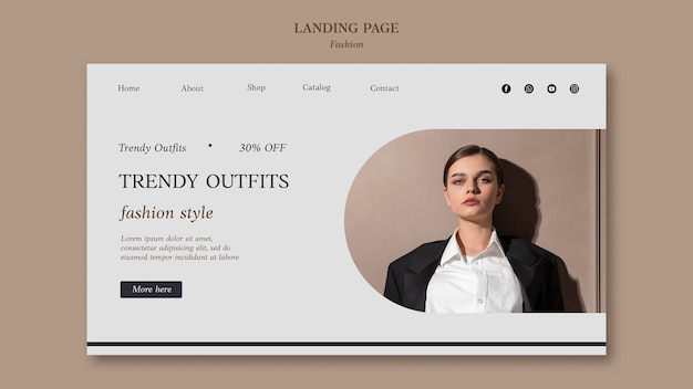 Fashion landing page template with photo