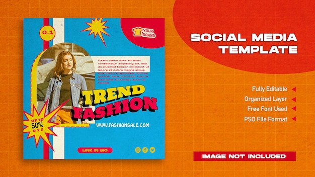 Free PSD fashion retro instagram post template