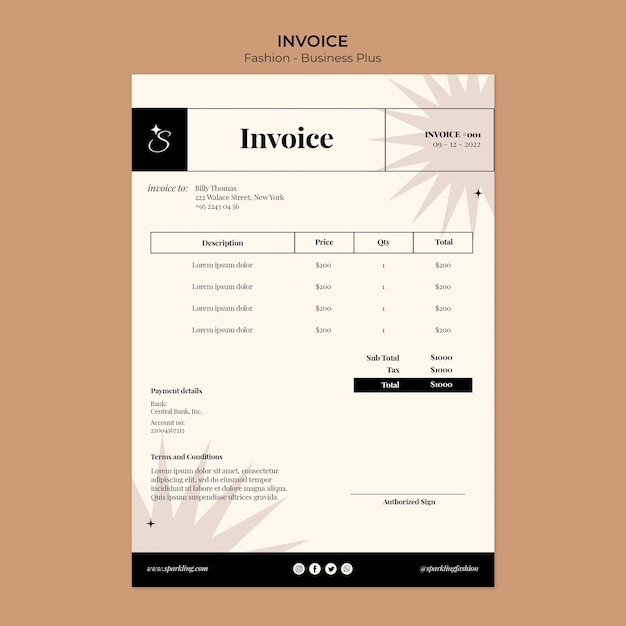 Fashion sale invoice template