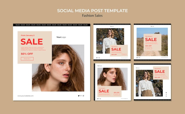 Free PSD fashion sale social media post template