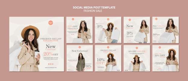 Free PSD fashion sale social media posts template