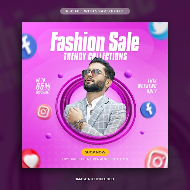 Free PSD fashion sale special discount social media post