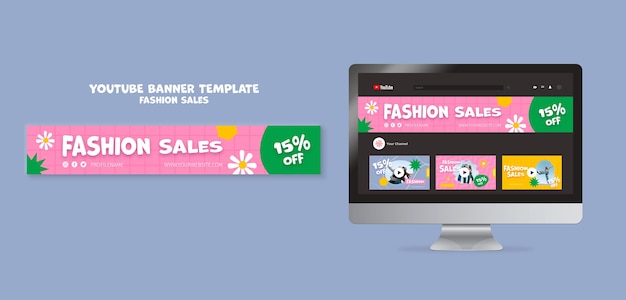 Free PSD fashion sale youtube banner template