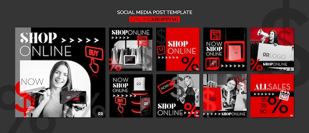 Free PSD fashion shop online social media post template