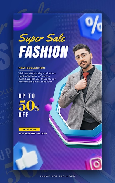 Free PSD fashion super sale social media story template