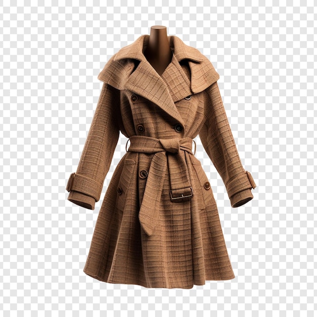 Free PSD fashion wool coat isolated on transparent background