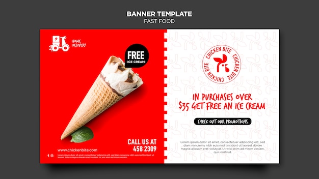 Free PSD fast food ad template banner