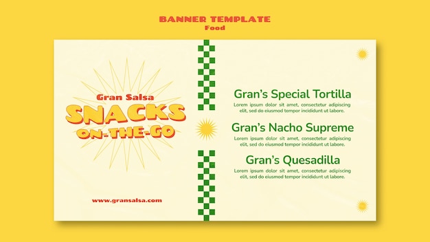 Free PSD fast food horizontal banner template in groovy style