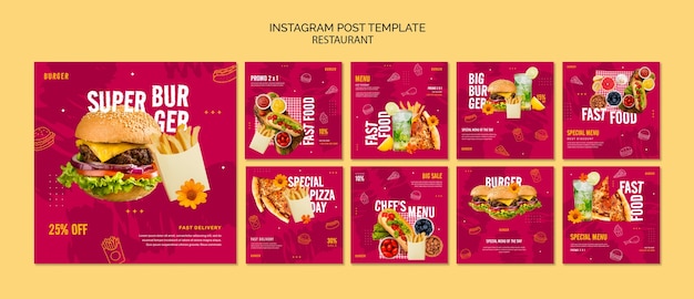 Fast food restaurant instagram posts collection