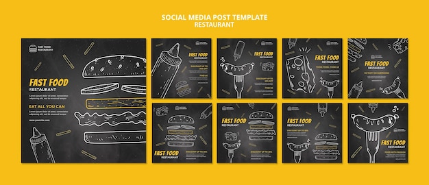 Free PSD fast food restaurant social media post template