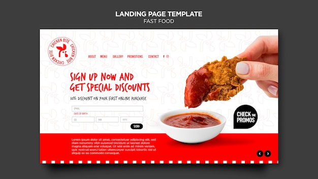 Free PSD fast food template landing page