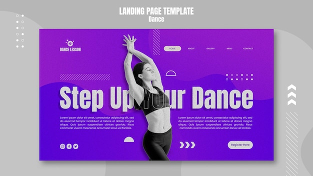 Free PSD fat design dance landing page template