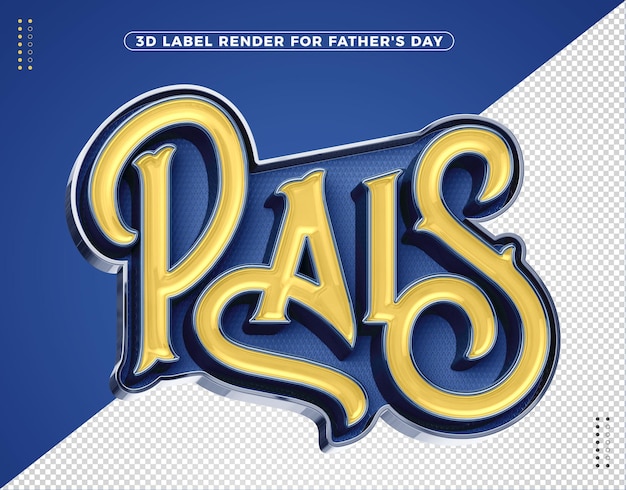 Father's Day 3d logo blue with yellow realistic for compositions