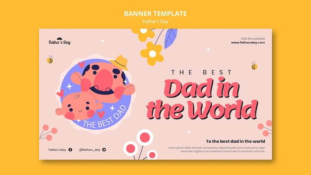 Father's day celebration horizontal banner template