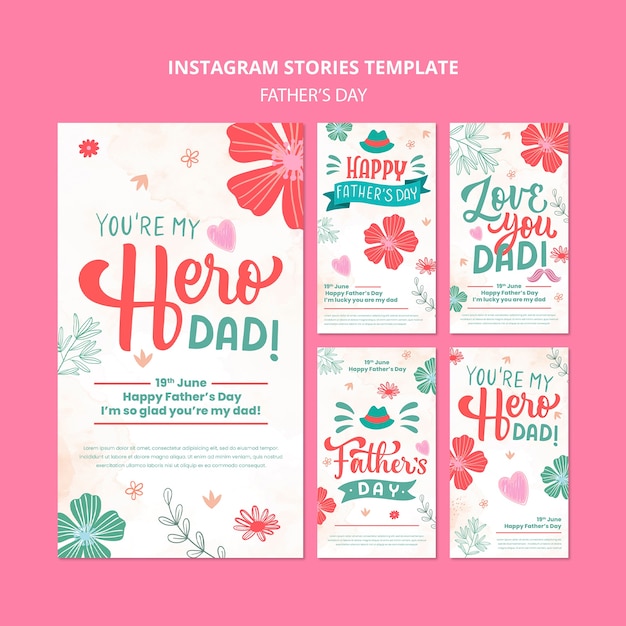 Free PSD father's day celebration instagram stories template