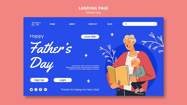 Free PSD father's day celebration landing page template